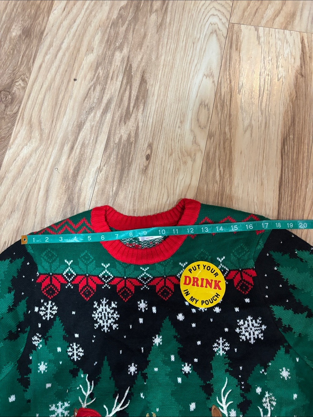 Men's XL Christmas Ugly Green & Red Holiday Reindeer Sweater - Picture 9 of 11